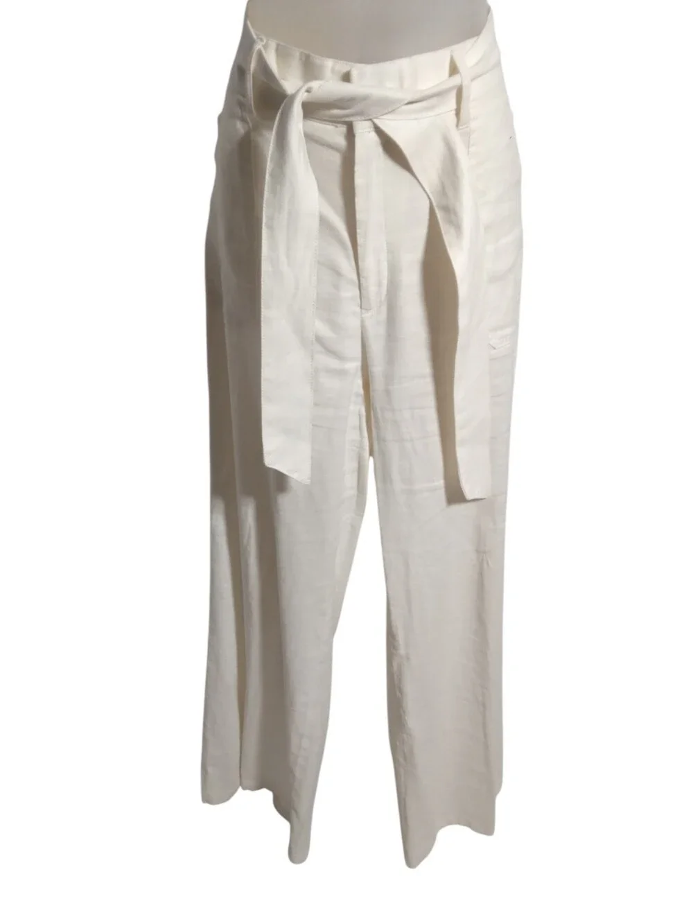 Banana Republic High Waist Linen Wide Leg Tie Waist Career Pants Size 12L